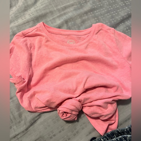 Hot Pink T. Shirt Girls 7/8 Medium Wonder Nation Bright Pink Plain Tee - Picture 1 of 6